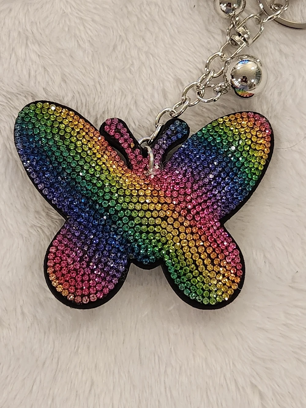 Rainbow Rhinestone Colorful Butterfly Keychain Bag Charm